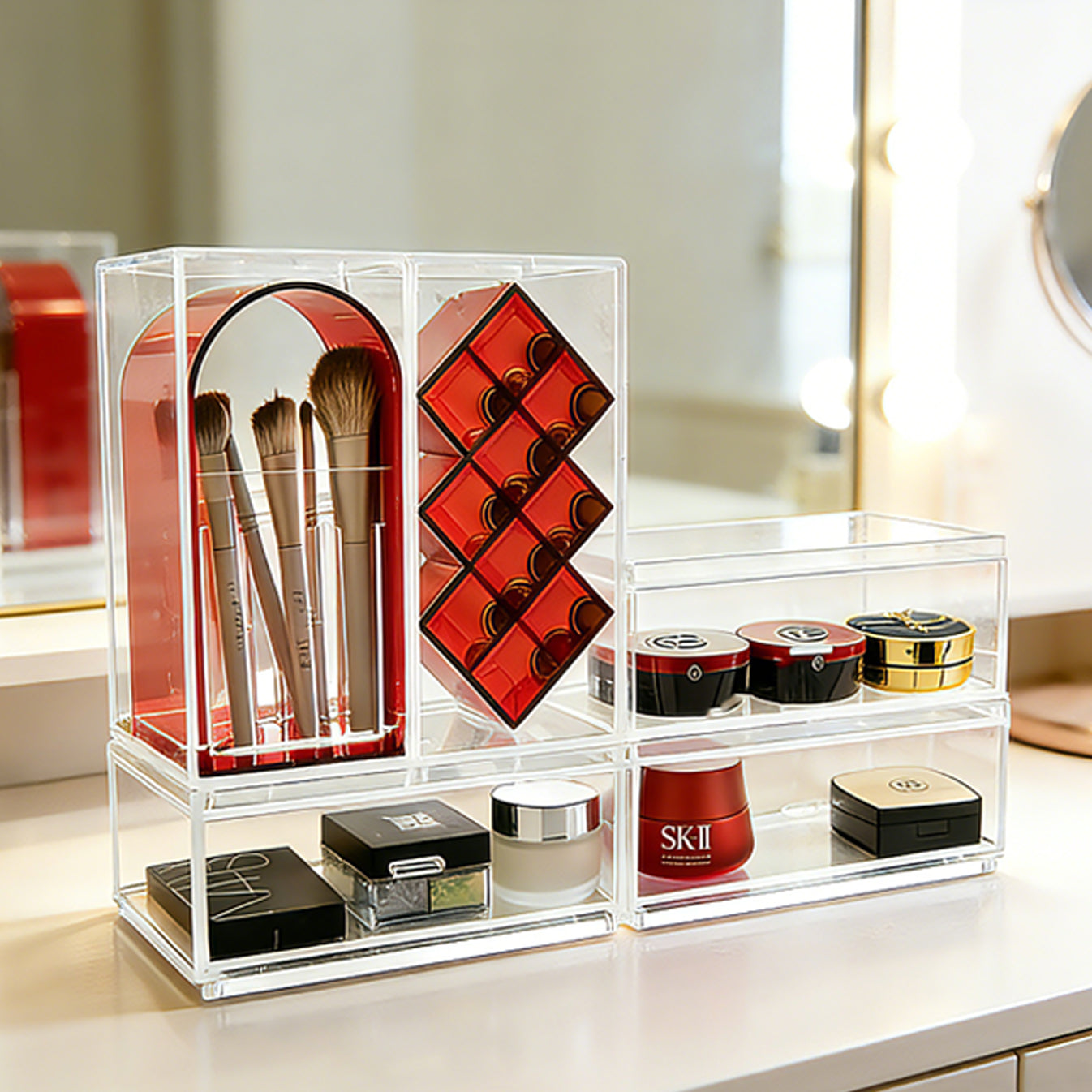Clear Acrylic Makeup Organizer Set