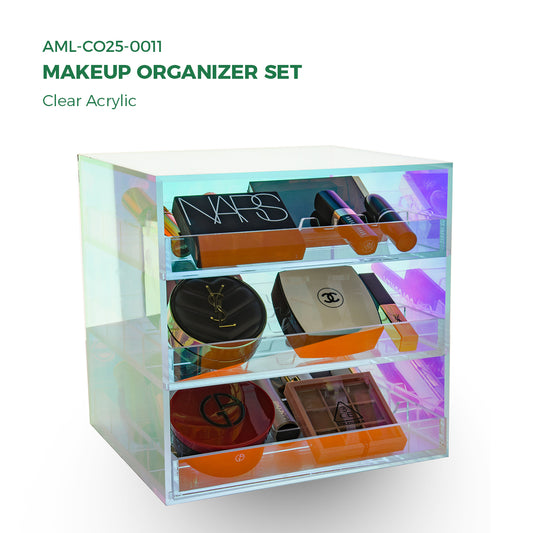 Clear Acrylic Makeup Organizer Set