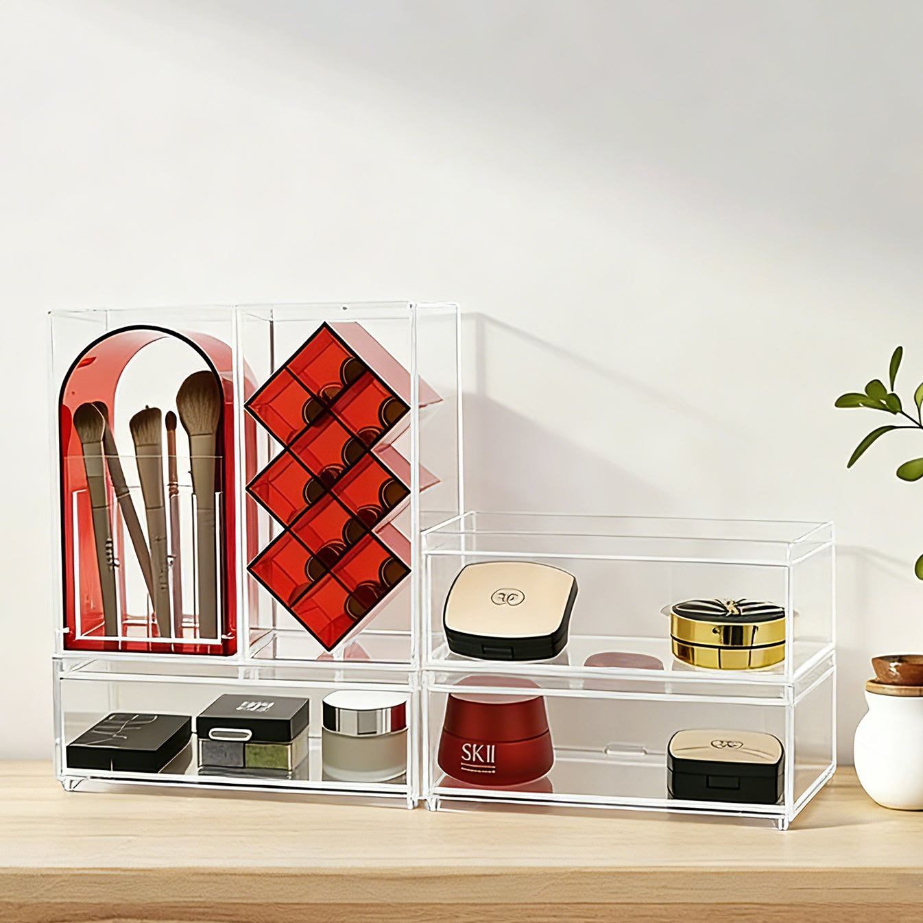 Clear Acrylic Makeup Organizer Set