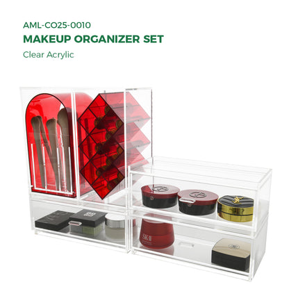 Clear Acrylic Makeup Organizer Set