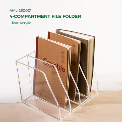 AIMOLLY classified file rack - 4 grid/6 grid vertical compartment desktop organizer, suitable for office and home, office desk, desk file storage rack ((Model AML-001/002)