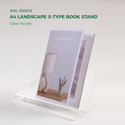 AIMOLLY bookstore bookshelf transparent book stand A4 book reading rack exhibition hall magazine reading rack books and periodical storage rack desktop file office display rack acrylic.(Model AML-018/019/020)