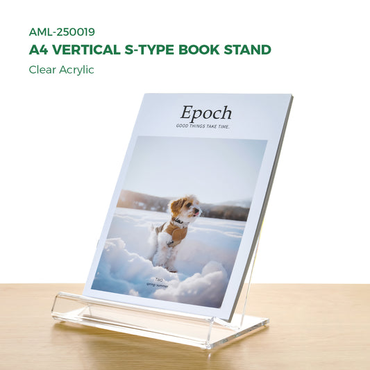 AIMOLLY bookstore bookshelf transparent book stand A4 book reading rack exhibition hall magazine reading rack books and periodical storage rack desktop file office display rack acrylic.(Model AML-018/019/020)