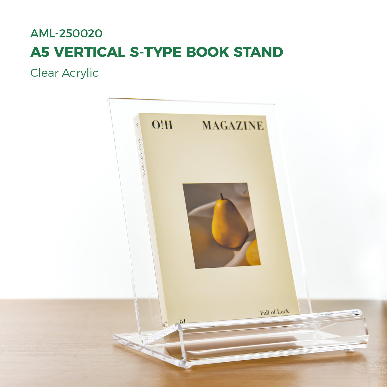 AIMOLLY bookstore bookshelf transparent book stand A4 book reading rack exhibition hall magazine reading rack books and periodical storage rack desktop file office display rack acrylic.(Model AML-018/019/020)