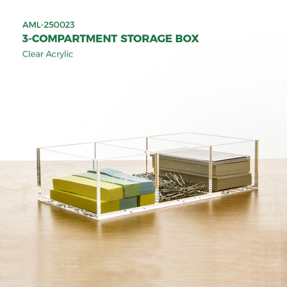 AIMOLLY acrylic transparent storage box with multiple compartments and large capacity student stationery box office storage rack stationery box note storage.(Model AML-023/046)