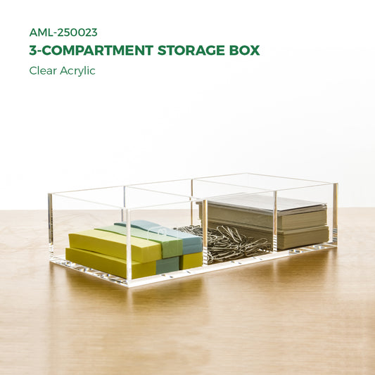 AIMOLLY acrylic transparent storage box with multiple compartments and large capacity student stationery box office storage rack stationery box note storage.(Model AML-023/046)