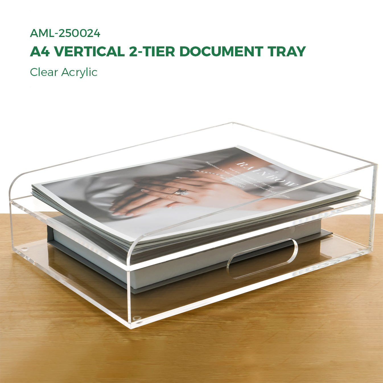 AIMOLLY acrylic file rack small bookshelf desktop transparent A4 file folder information rack storage receipt rack express single rack storage test paper sorting rack file box multi-layer.(Model AML-024/025)