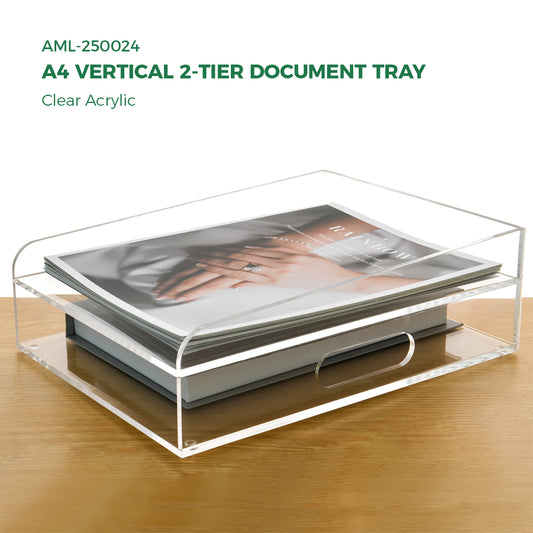 AIMOLLY acrylic file rack small bookshelf desktop transparent A4 file folder information rack storage receipt rack express single rack storage test paper sorting rack file box multi-layer.(Model AML-024/025)