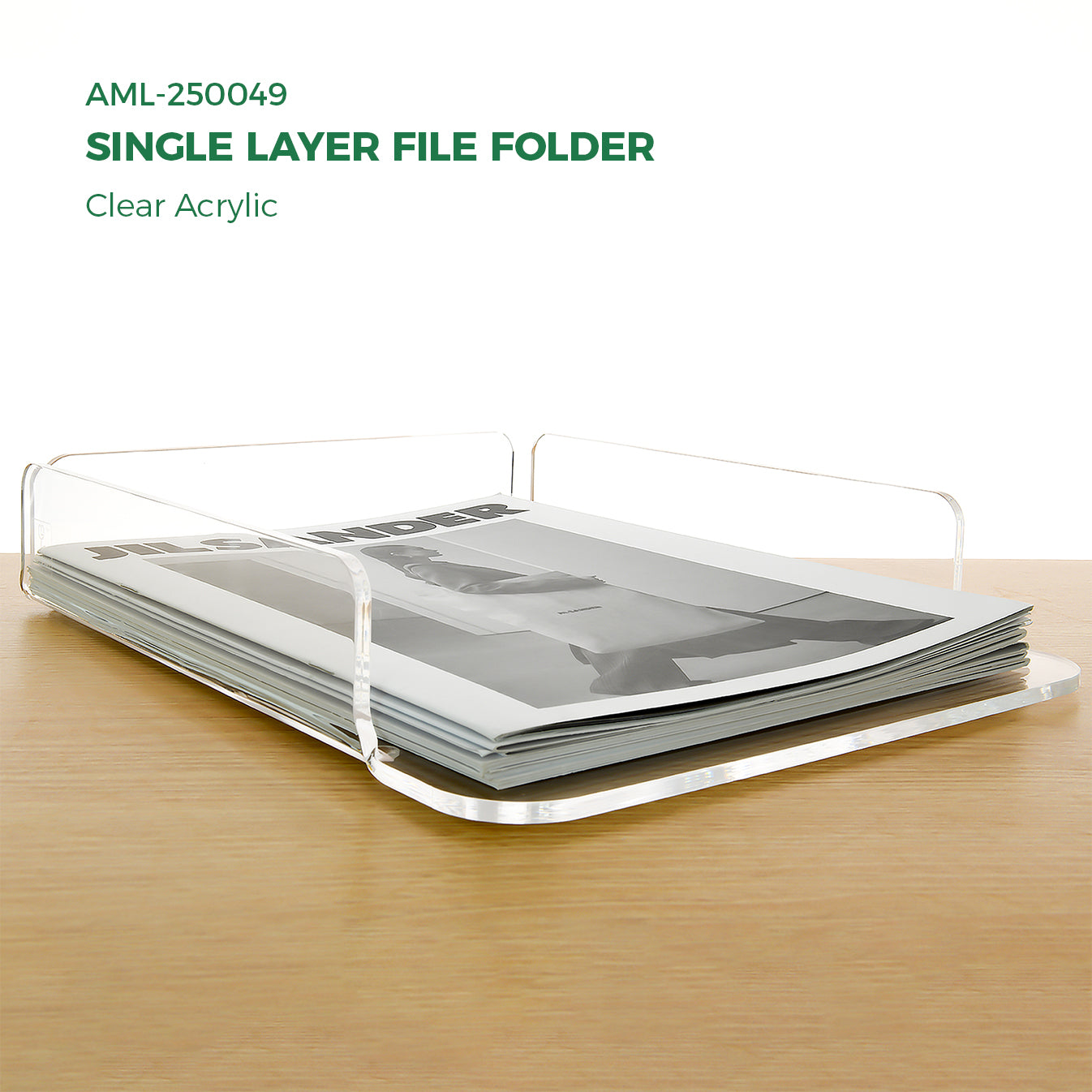 AIMOLLY Acrylic File Rack Small Bookshelf Desktop Transparent A4 Folder Information Rack Storage Document Rack Express Single Rack Storage Test Paper Sorting Rack File Box.(Model AML-049)