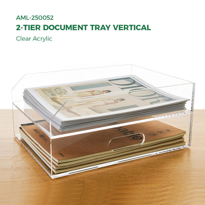 AIMOLLY Desktop file rack, transparent A4 folder storage box, business office storage rack, student test paper sorting rack, file box, multi-layer large-capacity bookshelf, simple and creative.(Model AML-052/053)