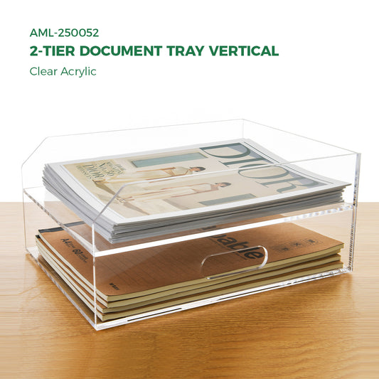 AIMOLLY Desktop file rack, transparent A4 folder storage box, business office storage rack, student test paper sorting rack, file box, multi-layer large-capacity bookshelf, simple and creative.(Model AML-052/053)