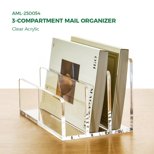 AIMOLLY Acrylic divider rack desktop storage box mail letter greeting card storage rack file CD storage transparent storage rack storage rack shadow disk rack.(Model AML-054/055)