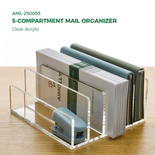 AIMOLLY Acrylic divider rack desktop storage box mail letter greeting card storage rack file CD storage transparent storage rack storage rack shadow disk rack.(Model AML-054/055)