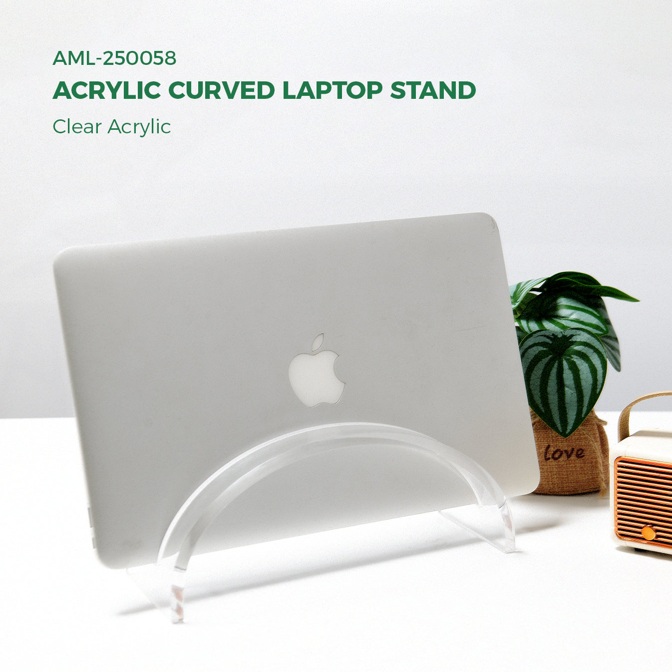 AIMOLLY Laptop Stand, Acrylic Vertical Laptop Acrylic Invisible Desk Laptop Dock Vertical Laptop Computer Rack Space-Saving Storage Device (Model AML-058)