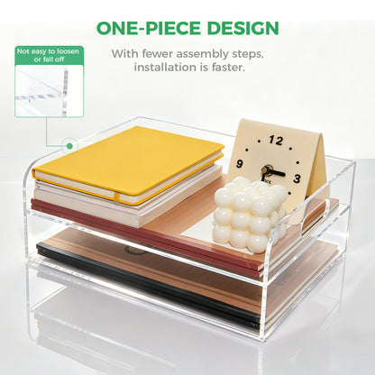 AIMOLLY book paper tray organizer, suitable for double-layer acrylic organizers and accessories on the desktop, one-piece A4 paper organizer with handle, transparent letter tray and compact office folder, model AML-060/061)