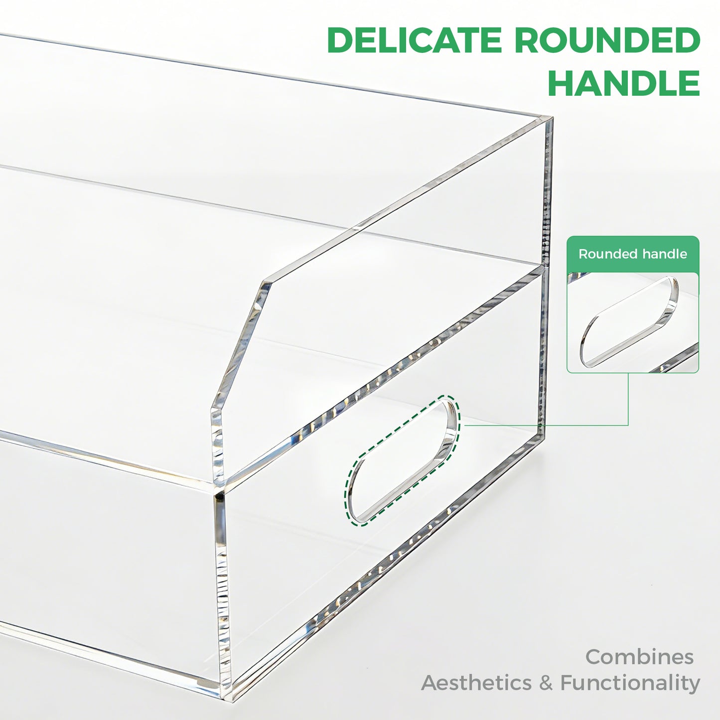 AIMOLLY book paper tray organizer, suitable for double-layer acrylic organizers and accessories on the desktop, one-piece A4 paper organizer with handle, transparent letter tray and compact office folder, model AML-060/061)