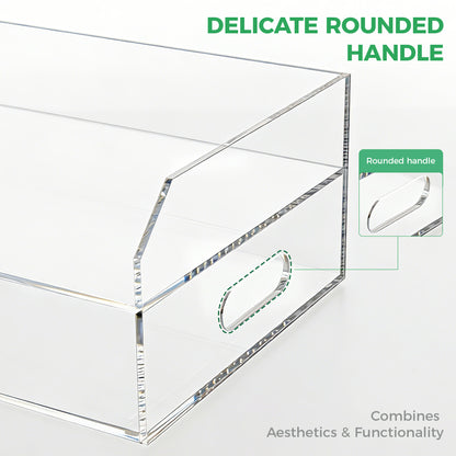 AIMOLLY book paper tray organizer, suitable for double-layer acrylic organizers and accessories on the desktop, one-piece A4 paper organizer with handle, transparent letter tray and compact office folder, model AML-060/061)