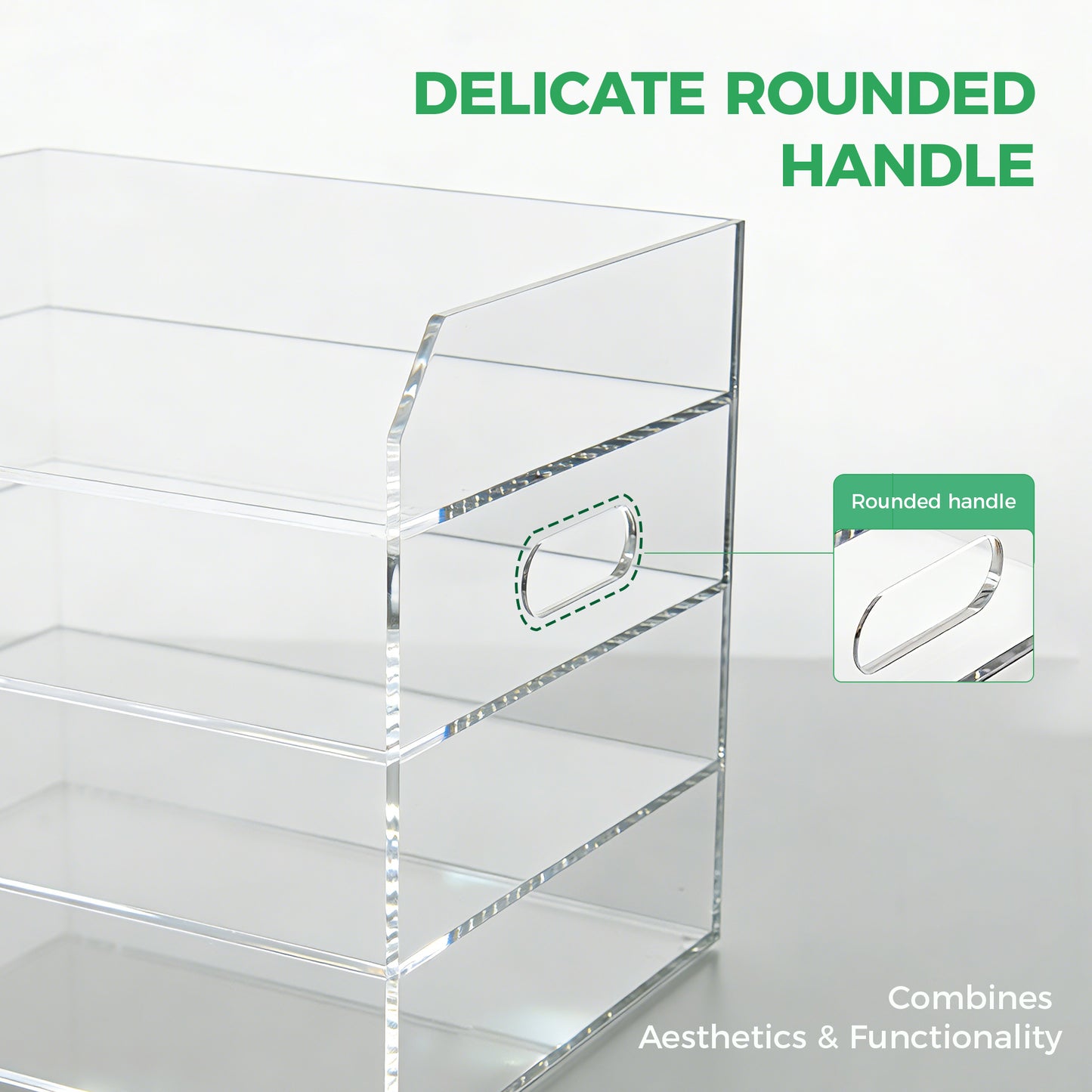 AIMOLLY book paper tray organizer, suitable for double-layer acrylic organizers and accessories on the desktop, one-piece A4 paper organizer with handle, transparent letter tray and compact office folder, model AML-060/061)