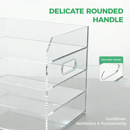 AIMOLLY book paper tray organizer, suitable for double-layer acrylic organizers and accessories on the desktop, one-piece A4 paper organizer with handle, transparent letter tray and compact office folder, model AML-060/061)