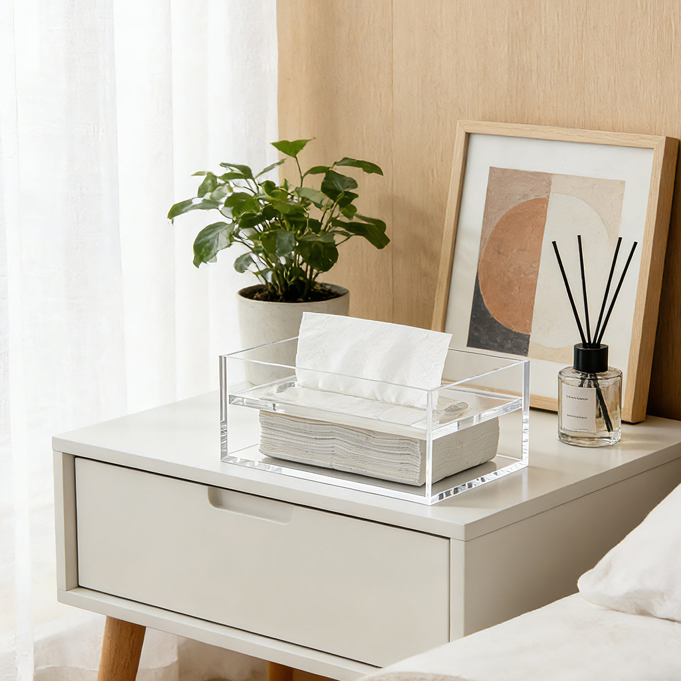 AIMOLLY Clear Acrylic Tissue Box for Office & Home Desktop Storage（AMO-HO25-0001）