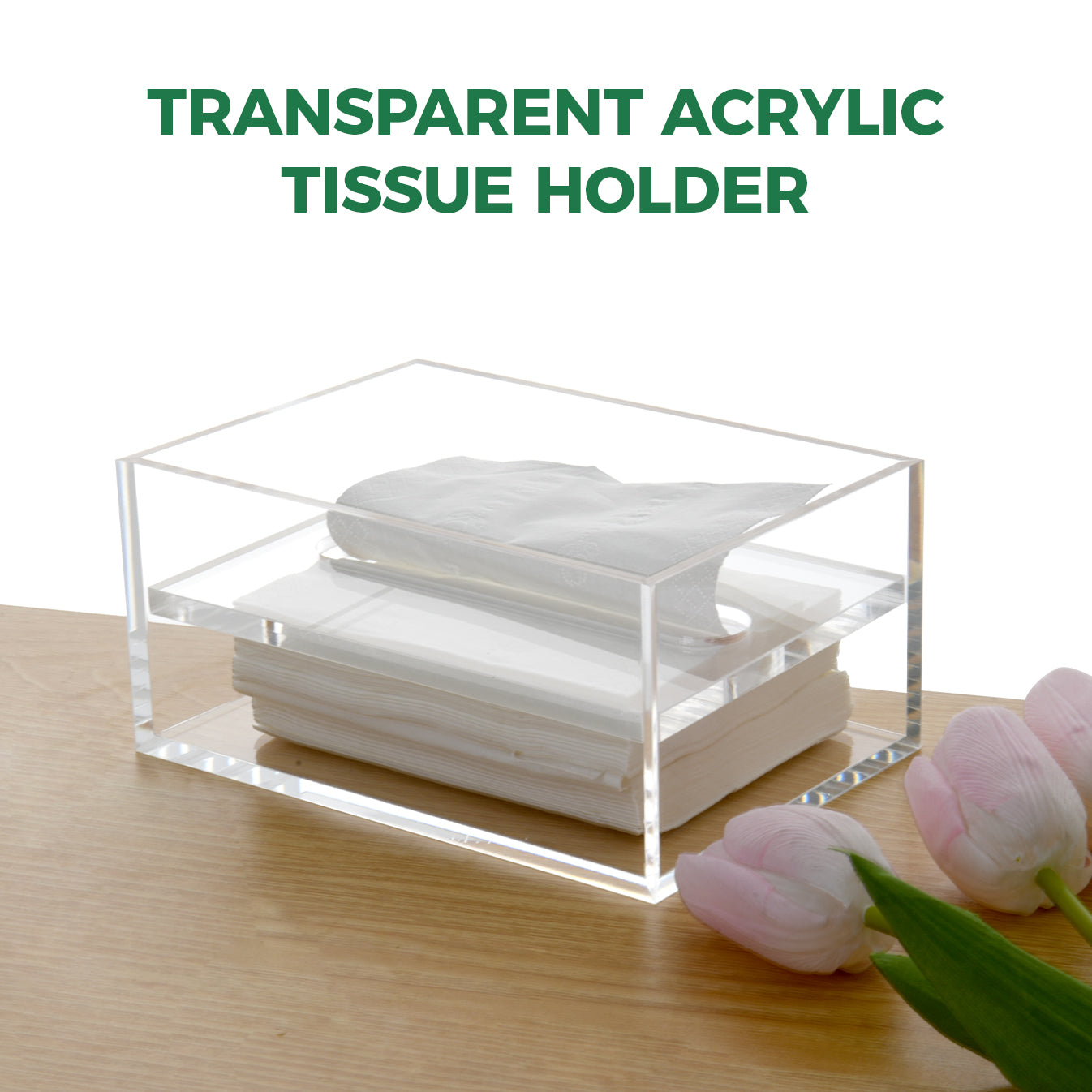 AIMOLLY Clear Acrylic Tissue Box for Office & Home Desktop Storage（AMO-HO25-0001）