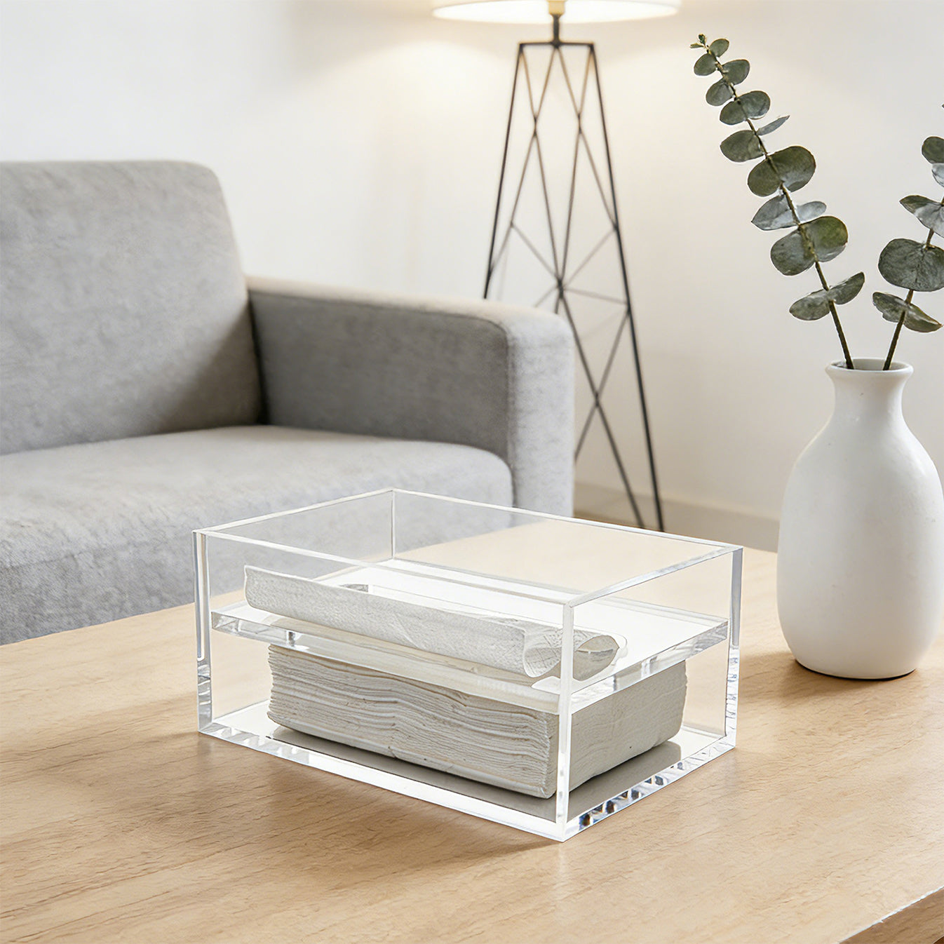 AIMOLLY Clear Acrylic Tissue Box for Office & Home Desktop Storage（AMO-HO25-0001）
