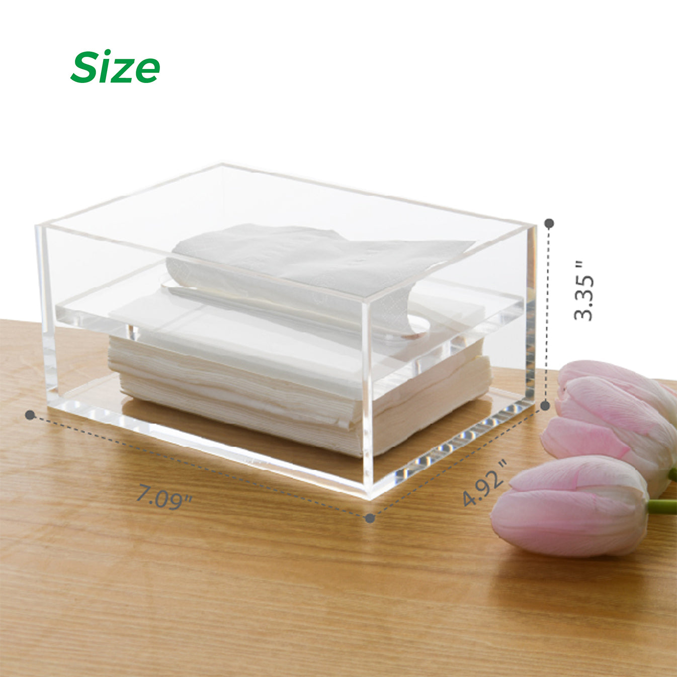 AIMOLLY Clear Acrylic Tissue Box for Office & Home Desktop Storage（AMO-HO25-0001）