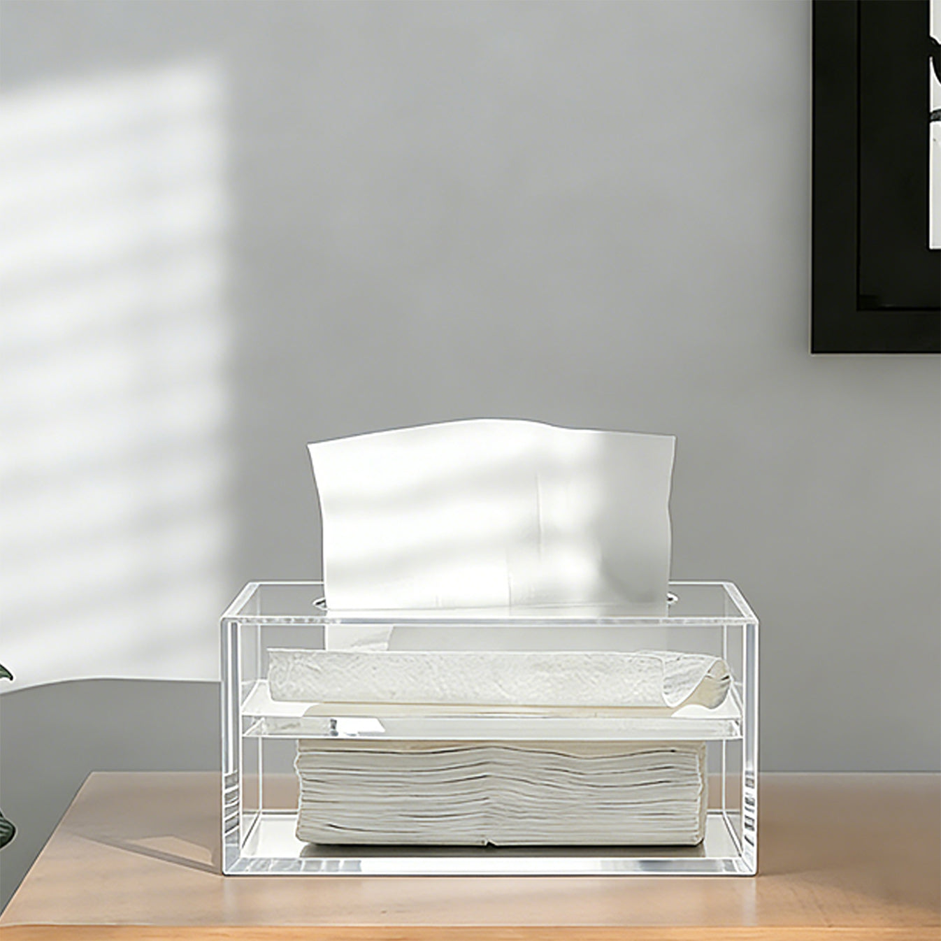 AIMOLLY Clear Acrylic Tissue Box for Office & Home Desktop Storage（AMO-HO25-0001）