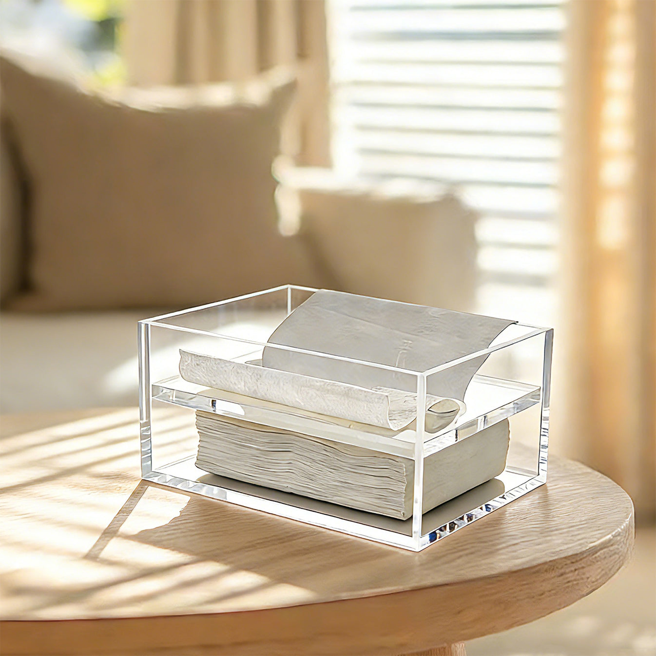 AIMOLLY Clear Acrylic Tissue Box for Office & Home Desktop Storage（AMO-HO25-0001）