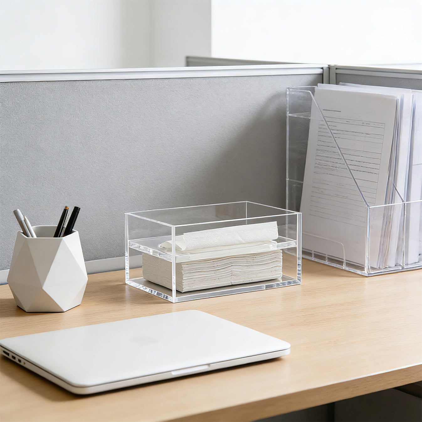 AIMOLLY Clear Acrylic Tissue Box for Office & Home Desktop Storage（AMO-HO25-0001）