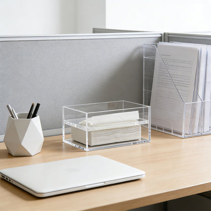 AIMOLLY Clear Acrylic Tissue Box for Office & Home Desktop Storage（AMO-HO25-0001）