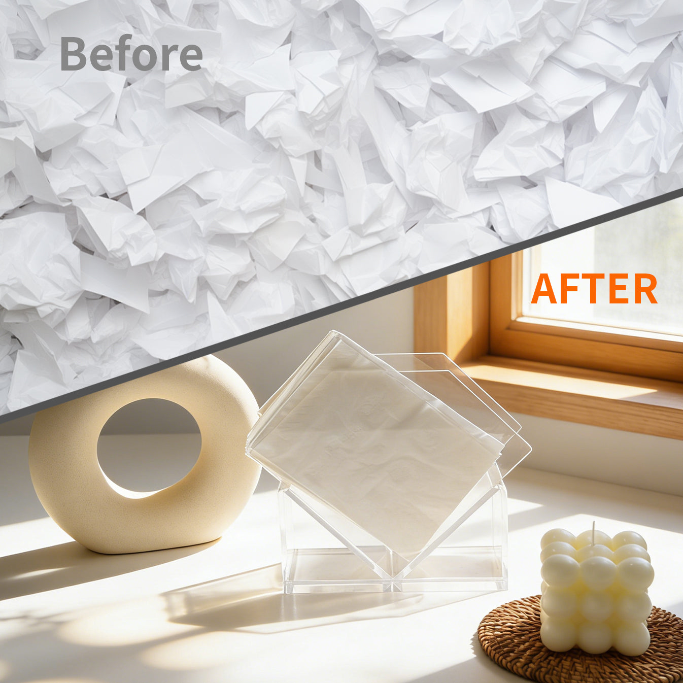 AIMOLLY Clear Acrylic Tissue Box for Office & Home Desktop Storage（AML-HO25-0002）