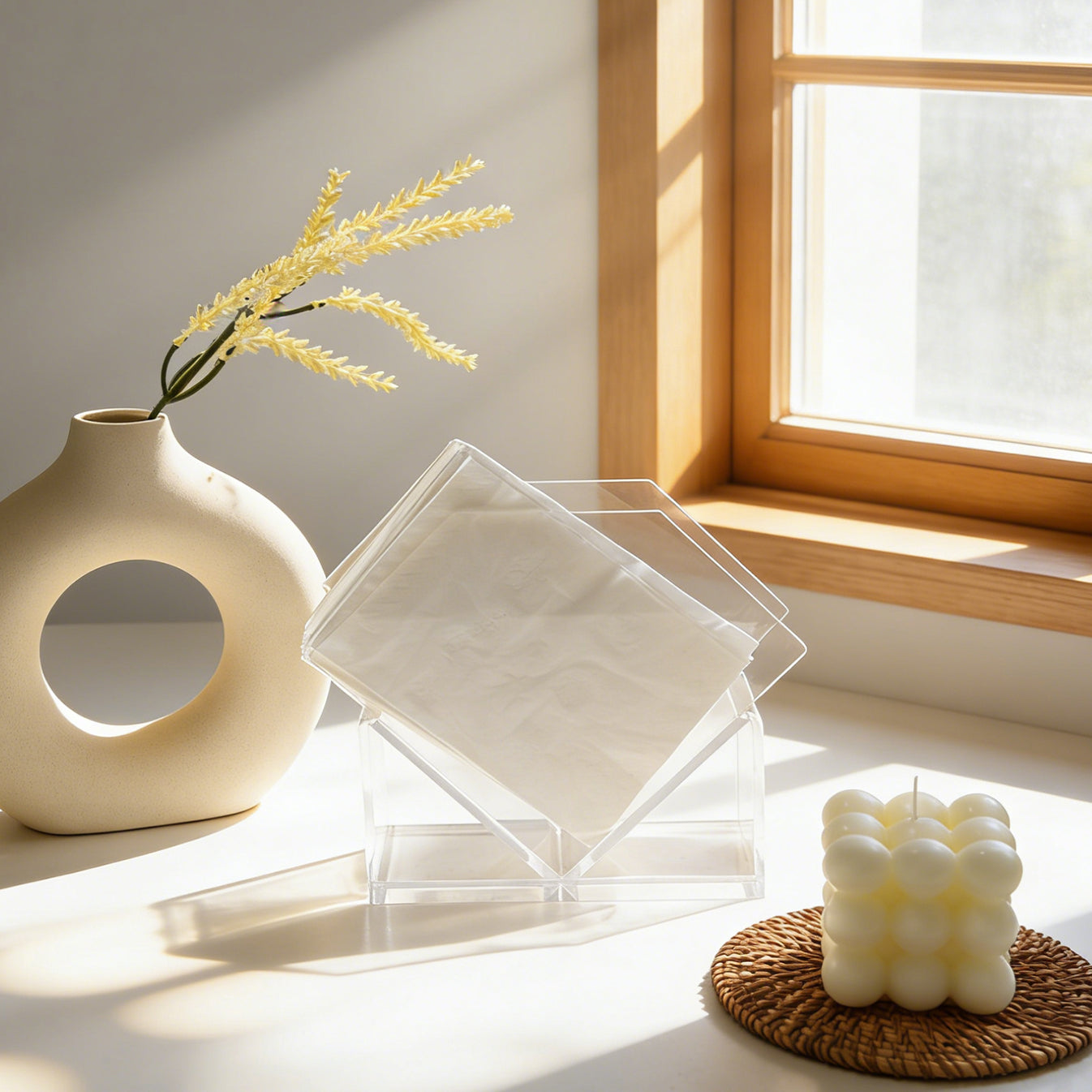 AIMOLLY Clear Acrylic Tissue Box for Office & Home Desktop Storage（AML-HO25-0002）