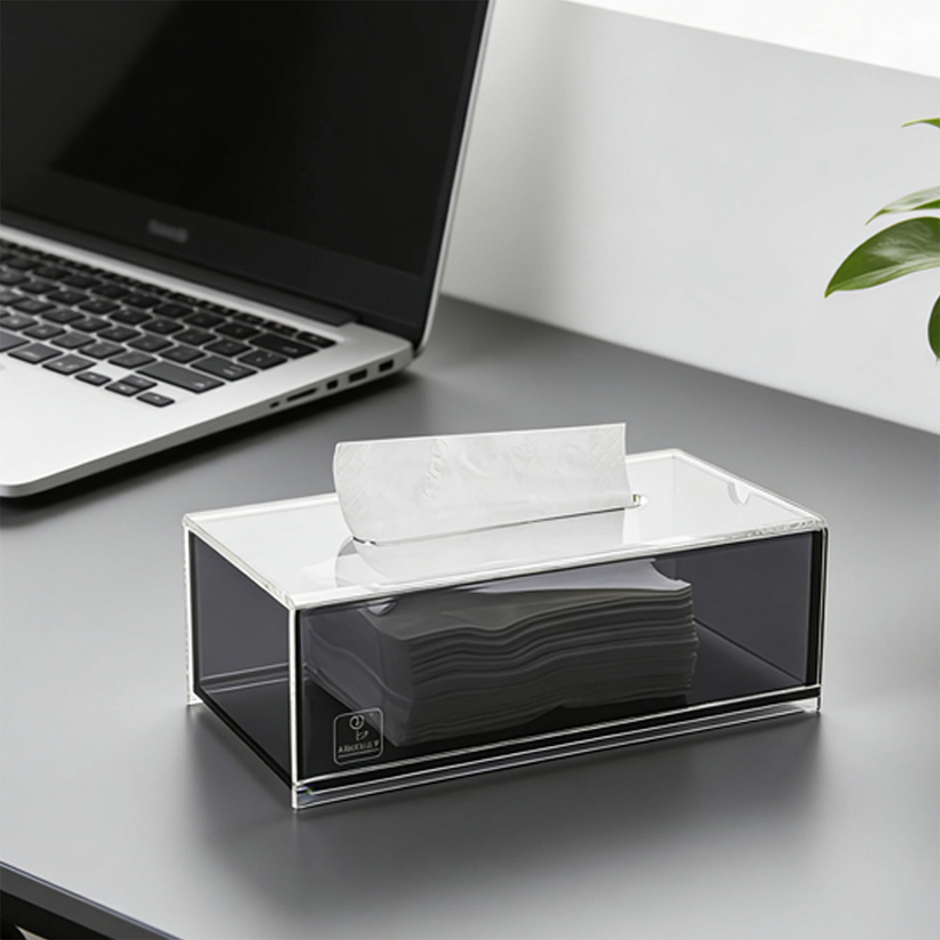 AIMOLLY frosted acrylic semi-permeable tissue box tissue box facial tissue multifunctional facial tissue storage box.(Model AML-HO25-0003-0004)