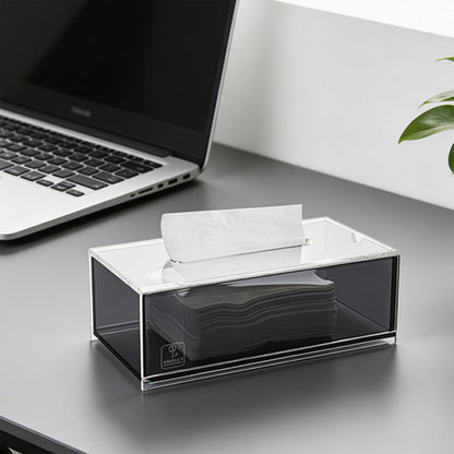 AIMOLLY frosted acrylic semi-permeable tissue box tissue box facial tissue multifunctional facial tissue storage box.(Model AML-HO25-0003-0004)