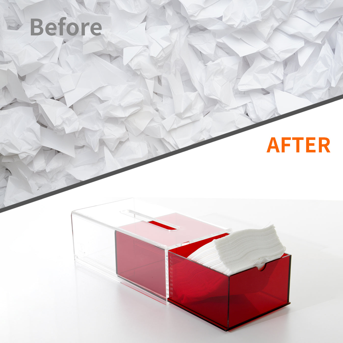 AIMOLLY frosted acrylic semi-permeable tissue box tissue box facial tissue multifunctional facial tissue storage box.(Model AML-HO25-0003-0004)