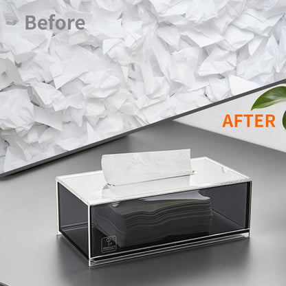 AIMOLLY frosted acrylic semi-permeable tissue box tissue box facial tissue multifunctional facial tissue storage box.(Model AML-HO25-0003-0004)