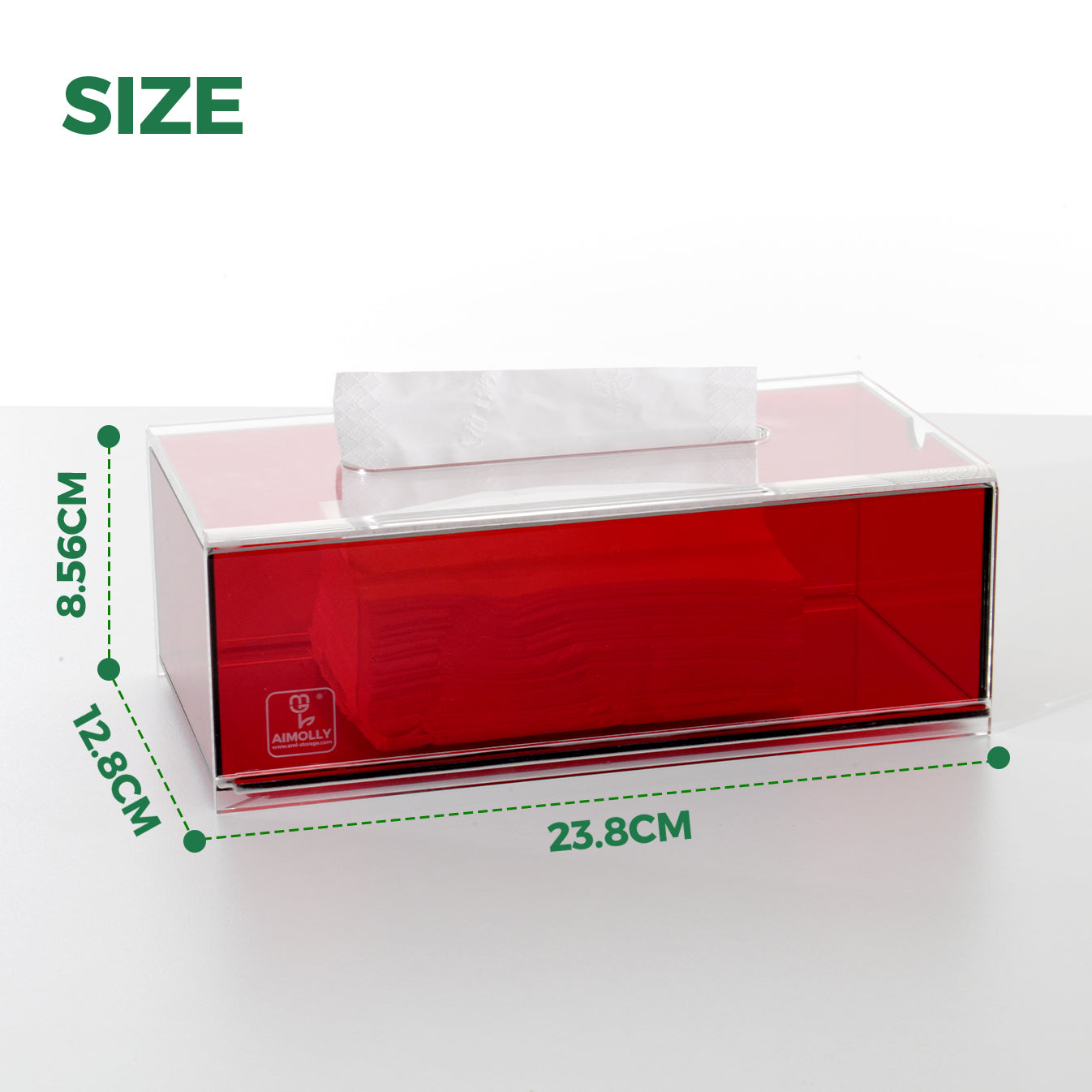 AIMOLLY frosted acrylic semi-permeable tissue box tissue box facial tissue multifunctional facial tissue storage box.(Model AML-HO25-0003-0004)