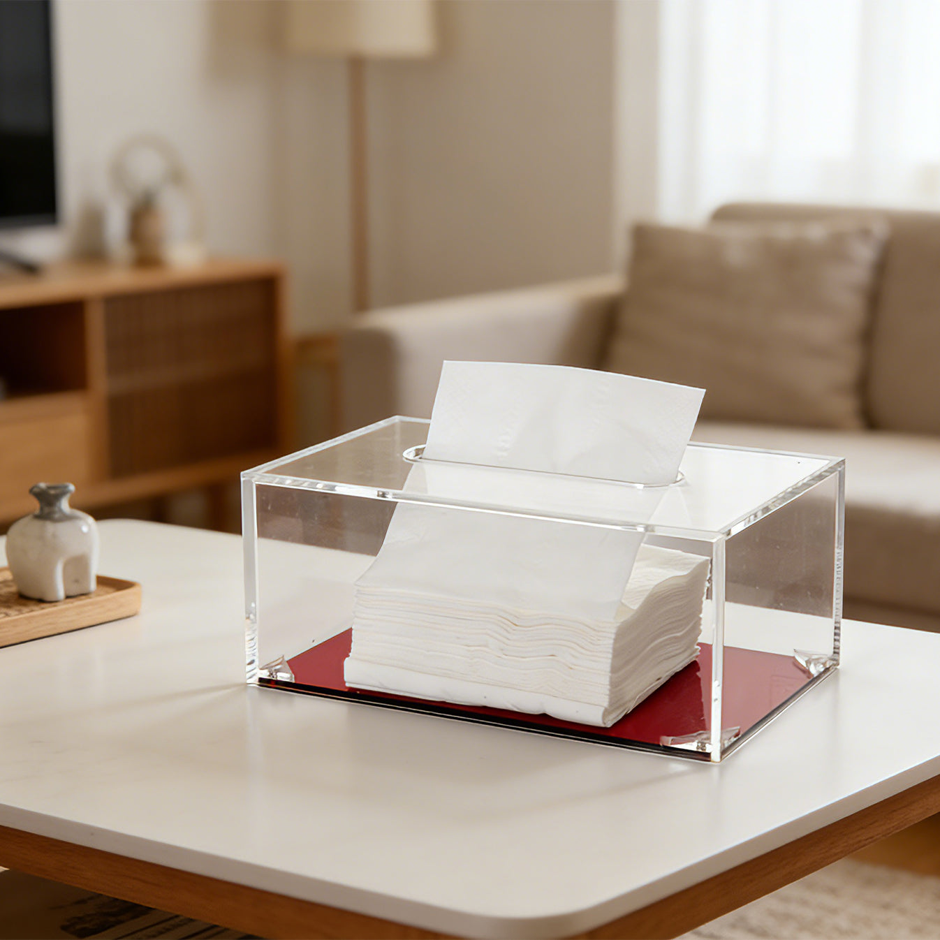 AIMOLLY Clear Acrylic Tissue Box for Office & Home Desktop Storage（AML-HO25-0005）