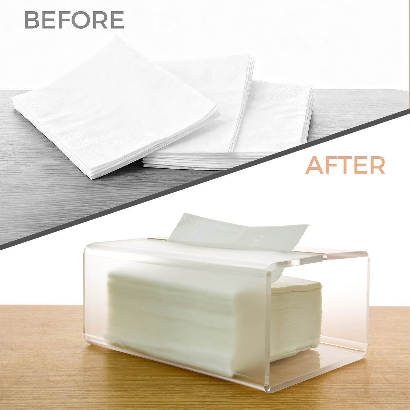 AIMOLLY Clear Acrylic Tissue Box for Office & Home Desktop Storage（AML-HO25-0006）