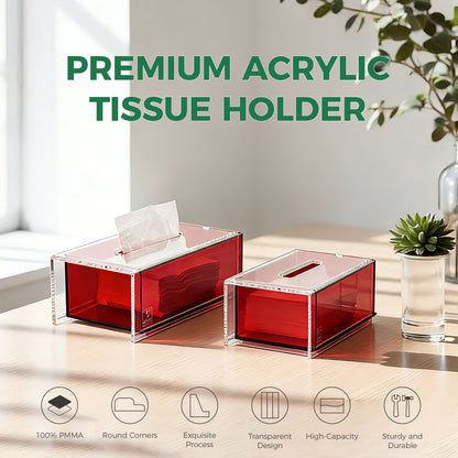 AIMOLLY Clear Acrylic Premium Acrylic Tissue Holder Tissue Box for Office & Home Desktop Storage（AML-HO25-0007/0008）