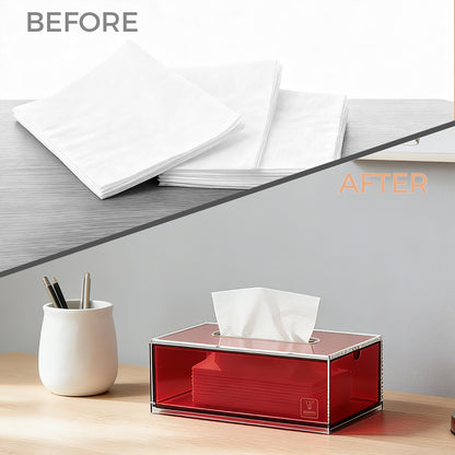 AIMOLLY Clear Acrylic Premium Acrylic Tissue Holder Tissue Box for Office & Home Desktop Storage（AML-HO25-0007/0008）