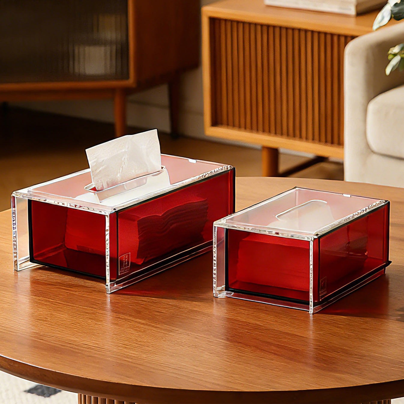 AIMOLLY Clear Acrylic Premium Acrylic Tissue Holder Tissue Box for Office & Home Desktop Storage（AML-HO25-0007/0008）
