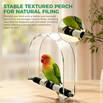 AIMOLLY AcrylicParrot Swing，Acrylic bird perching stand, with a waterproof protective cover, rough-textured parrot scratching perching stand.Model: AML-PE25-0009