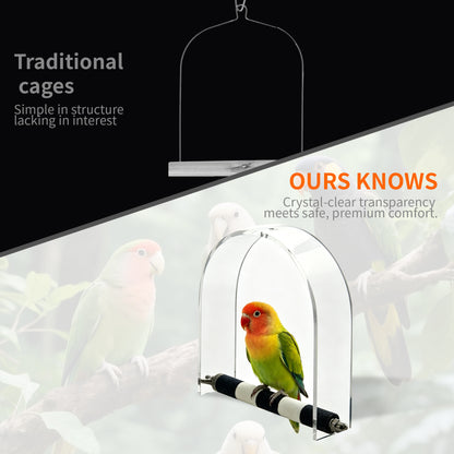 AIMOLLY AcrylicParrot Swing，Acrylic bird perching stand, with a waterproof protective cover, rough-textured parrot scratching perching stand.Model: AML-PE25-0009