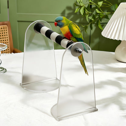 AIMOLLY acrylic Parrot Sand Perch，  Bird perching stand with claw grinding rod, a portable resting station for small birds，AML-PE25-0010/11