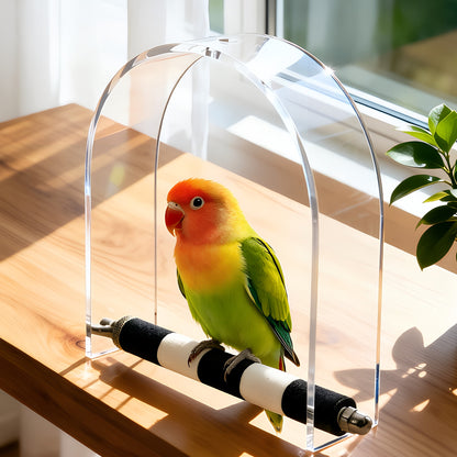 AIMOLLY AcrylicParrot Swing，Acrylic bird perching stand, with a waterproof protective cover, rough-textured parrot scratching perching stand.Model: AML-PE25-0009
