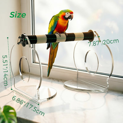 AIMOLLY acrylic Parrot Sand Perch，  Bird perching stand with claw grinding rod, a portable resting station for small birds，AML-PE25-0010/11
