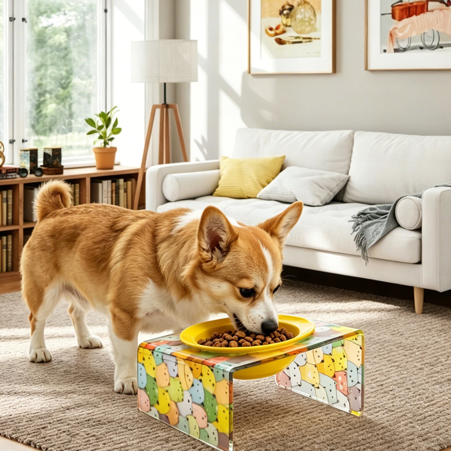 AIMOLLY acrylic Angled Elevated Dog/Cat Feeder. High-rise dog/cat feeder. Perfect for cats and puppies. Model: AML-PE25-0017