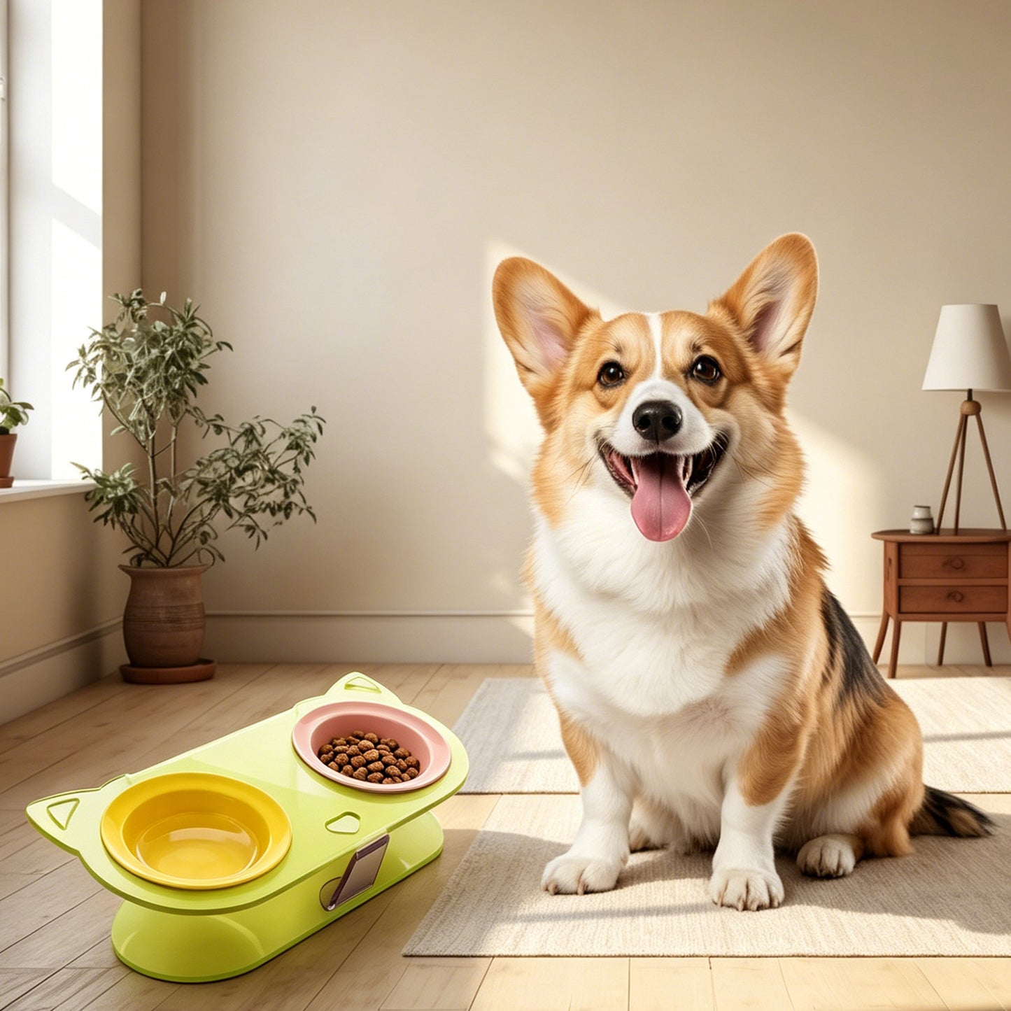 AIMOLLY acrylic9-2 Bowl Elevated Dog/Cat Feeder. High-rise dog/cat feeder. Perfect for cats and puppies. Model: AML-PE25-0021